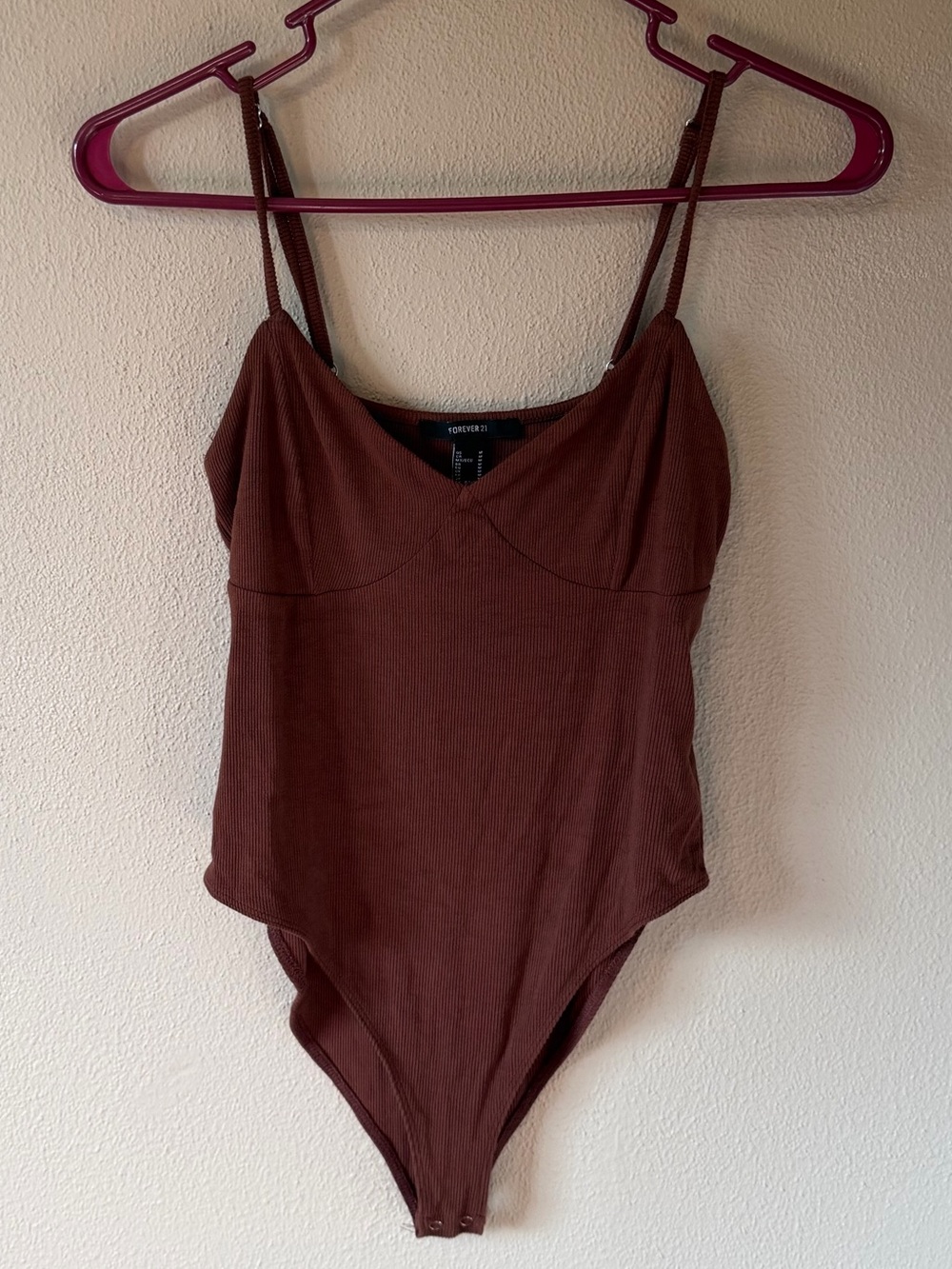 Forever 21 Brown Ribbed Cami Bodysuit Women’s Size Medium
